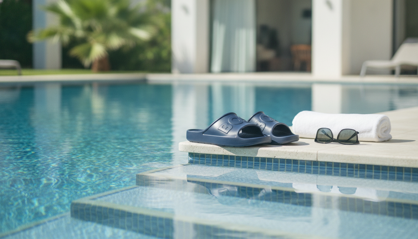 Boss Men’s Blue Rubber Slip-Ons for Pool & Summer