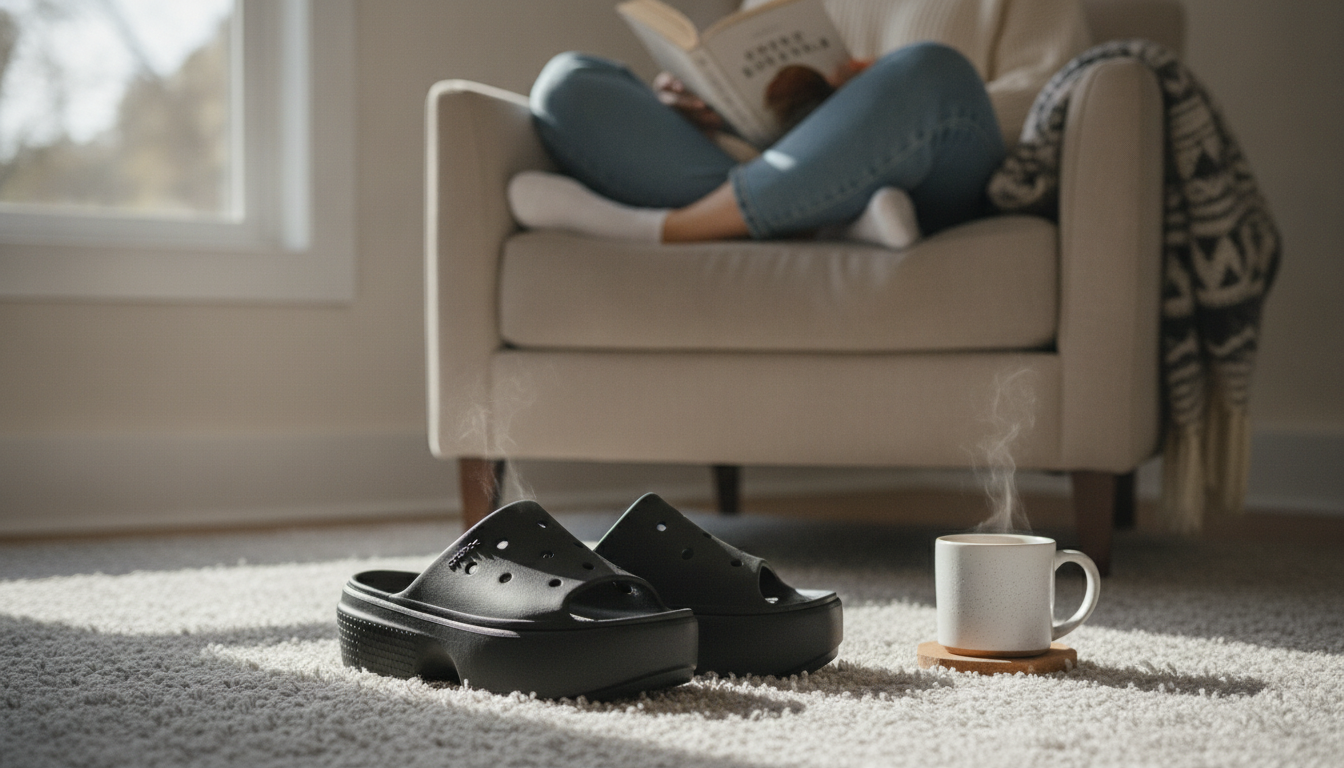 Crocs Women’s Plain Black Slippers: Easy Everyday Comfort