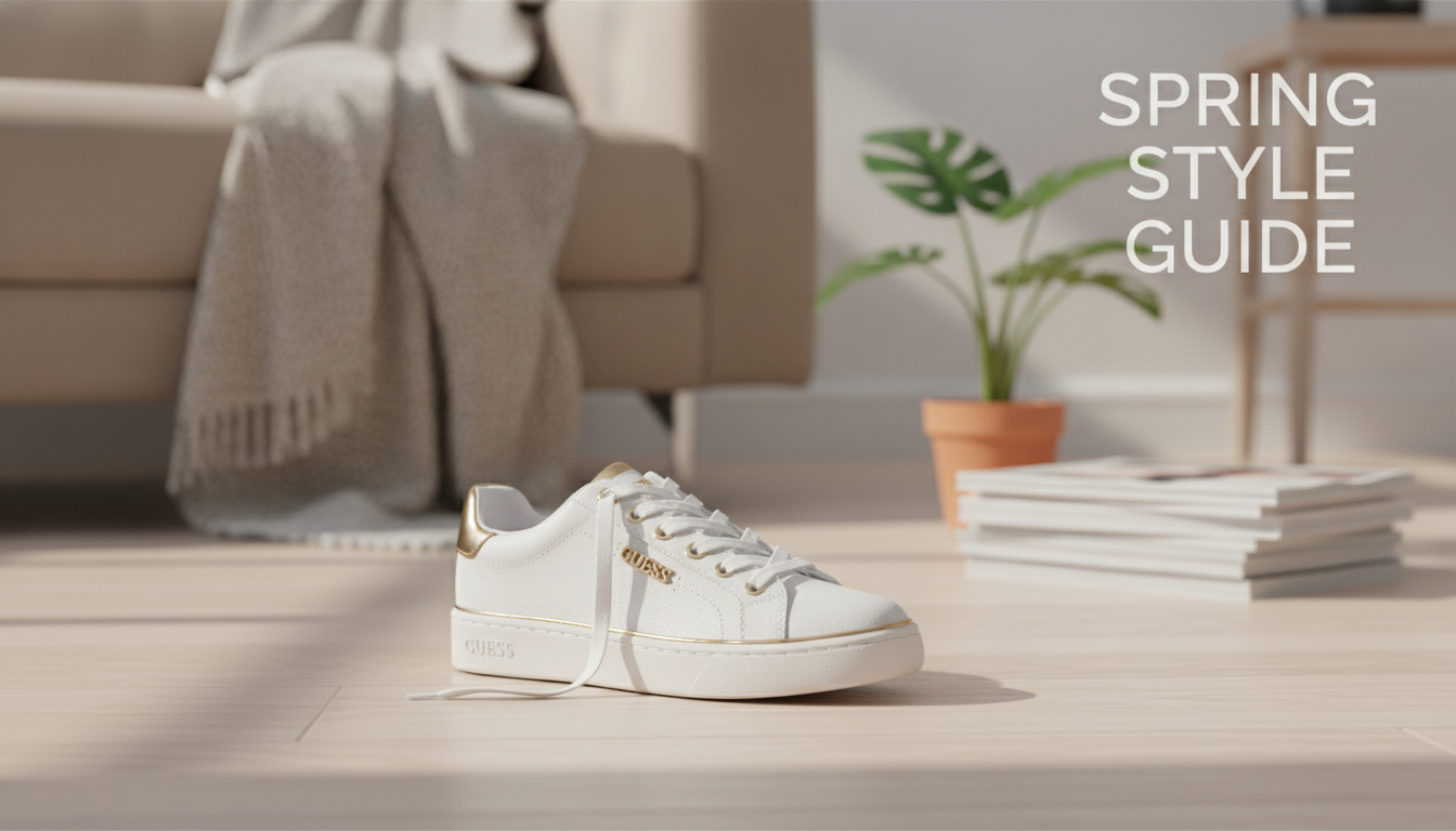 Guess White Polyurethane Slip-Ons: Easy, Clean Style