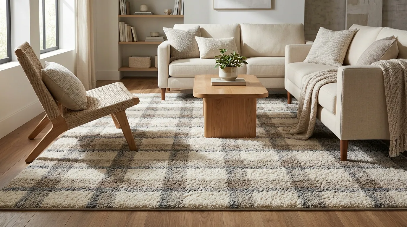 Checkered Plush Area Rug Guide: Style, Size, Care