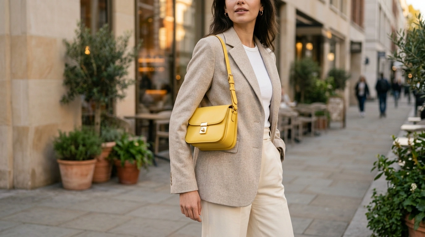 Jacquemus Canary Yellow Calfskin Shoulder Bag (Gold)