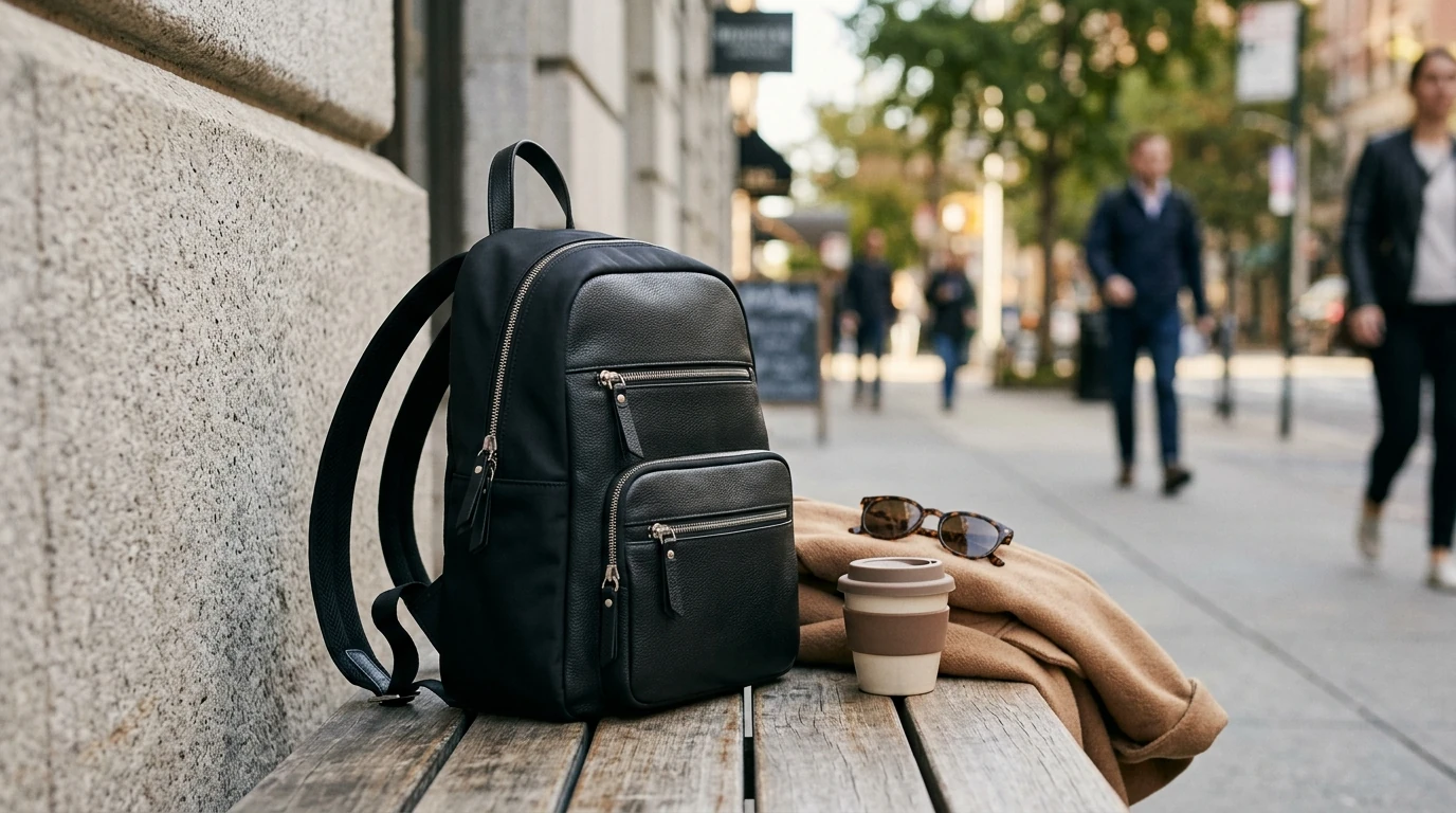 Love Moschino Black Rucksack: Chic Front-Pocket Ease