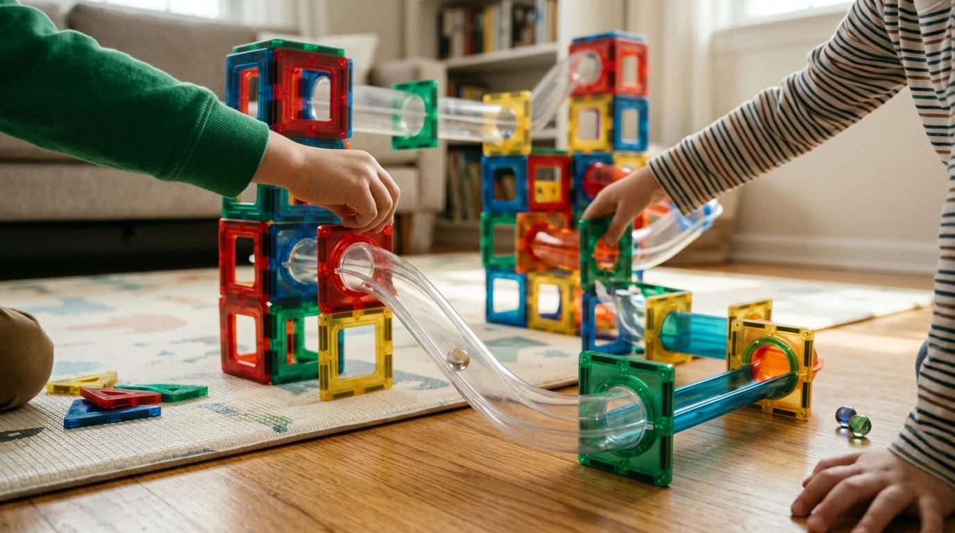Magnetic Pipe Track Building Set: Fast Builds, Big Runs